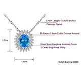 BestBuySale Pendant Necklace Luxury Women's Pendant Necklace With Big Blue Micro Paved AAA Cubic Zirconia 