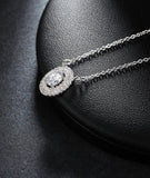BestBuySale Pendant Necklace Luxury Women's Pendant Necklace -Silver - Oval Cut AAA Cubic Zircon 