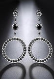 BestBuySale Earrings Luxury Round Shape Women's Stud Earrings with 37 Pieces White/Black Cubic Zirconia 