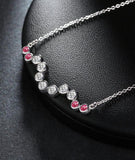 BestBuySale Pendant Necklace Silver Women's Pendant Necklace With Red & White AAA Cubic Zircon 