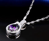 BestBuySale Pendant Necklace Women's Silver Pendant Necklace With Water Drop Shiny Purple CZ 