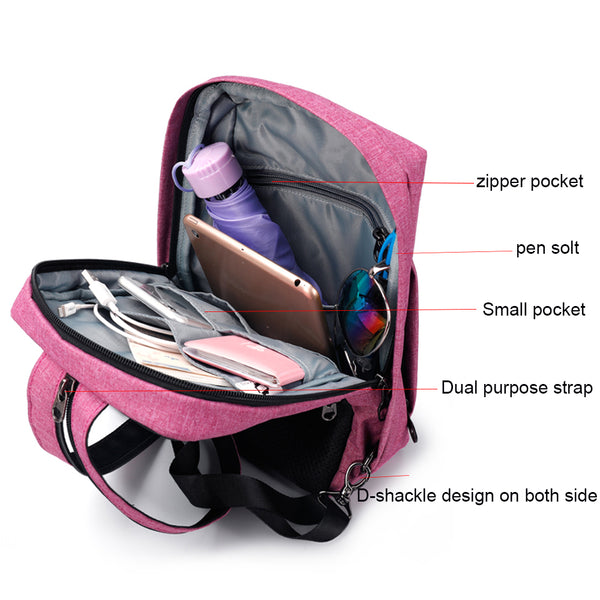 Anti Theft Fashion Multifunctional Women's Pink Backpack