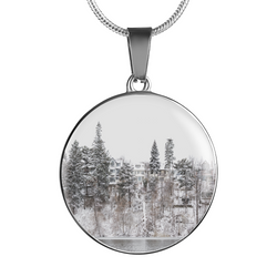 BestBuySale Pendant Necklace Winter Water Side Hill Luxury Pendant Necklace and Bangle - Gold,Silver 