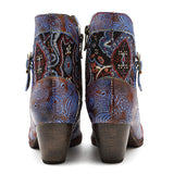 BestBuySale Boots Women's Western Vintage Printed Bohemian Fashion Winter Heels Ankle Boots 