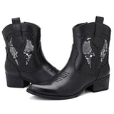 BestBuySale Boots Women's Fashion Cowgirl Western Ankle Boots - Black,White 