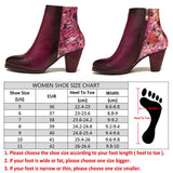 BestBuySale Boots Elegant Women's Retro Printed Floral Pattern High Heel Leather Ankle Boots 