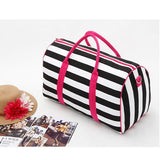 BestBuySale Luggage & Travel Bags Women's Black-White Striped Canvas Travel Handbags 