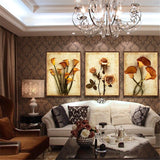 BestBuySale Paintings 3 Piece Set Frameless Flower Canvas Oil Wall Paintings 