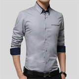 BestBuySale Shirt Brand Men Shirts Long Sleeve Turn-down Collar 100% Cotton 