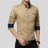 BestBuySale Shirt Brand Men Shirts Long Sleeve Turn-down Collar 100% Cotton 