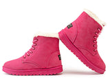 BestBuySale Boots Women's Winter Faux Suede Ankle Snow Boots - Beige/Black/Pink/Gray 
