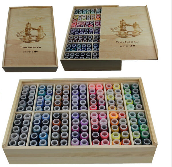BestBuySale Tool Sets 140 Colors Sewing Threads  + Wood Box Storage 