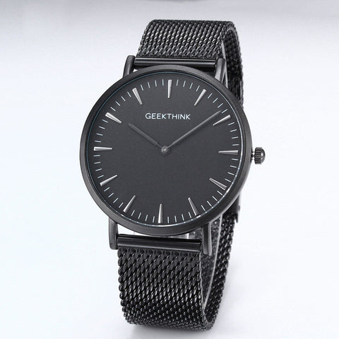 BestBuySale Watch Brand Fashionable Ultra Thin Luxury Quartz Stainless Steel Mesh Strap Watch For Men - Black/White/Blue 