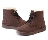 BestBuySale Boots Women's Winter Faux Suede Ankle Snow Boots - Beige/Black/Pink/Gray 