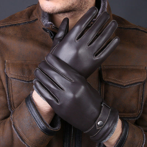 Winter fashion Luxury Genuine Leather Men's Gloves - Coffee/Black/Brow