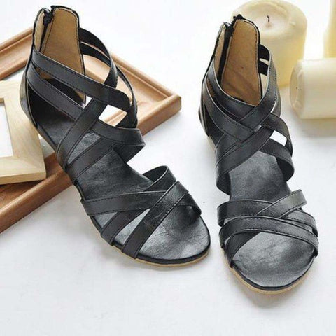 BestBuySale Sandals Women's Ankle Strap Flat Sandals Summer Shoes - Black/Brown/White 