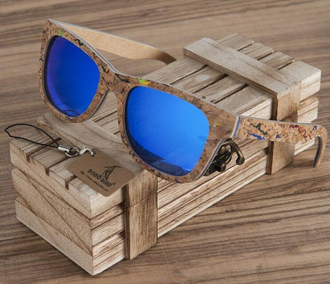 BestBuySale Sunglasses Square Wood Frame Sunglasses + Wood Gift Box - Blue,Yellow,Green 