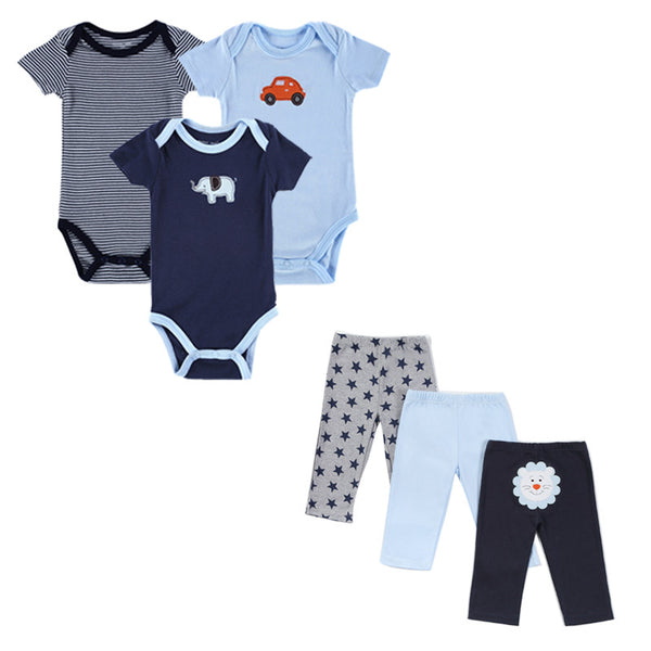 BestBuySale Baby Boy's Clothing Sets Summer Baby Boy Clothes 6 Pcs/lot Newborn Jumpsuit Short Sleeve Clothing Set 
