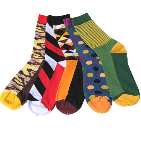 Match-Up Combed Cotton Men's socks Colorful Dress socks (5 pairs / lot