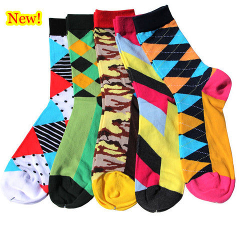 Match-Up Combed Cotton Men's socks Colorful Dress socks (5 pairs / lot