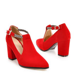 BestBuySale Heels Women's Fashion Elegant Square High Heels Shoes - Black,Blue,Red 