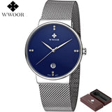 BestBuySale Watch Waterproof Slim Stainless Steel With Date Luxury Quartz Brand Watch For Men - Black/Gold/Silver Blue/Silver White 