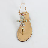 BestBuySale Sandals Women's Buckle Strap Rhinestones Chains Fashion Gladiator Flat Summer Sandals Shoes 