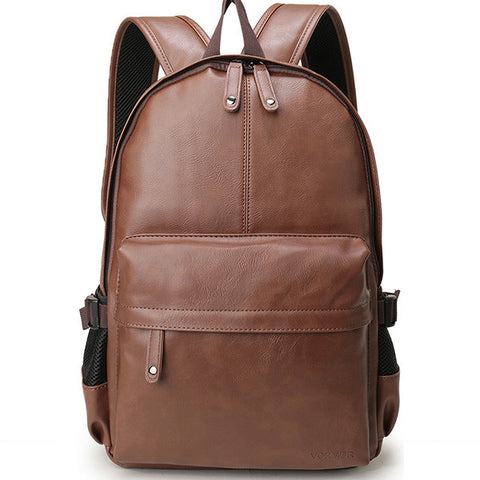 Preppy Style Pu Leather Men's School/College Backpack