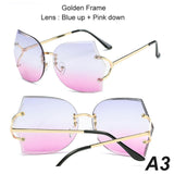 BestBuySale Women's Sunglasses Summer Fashion Oversize Rimless Gradient Metal Frame Sunglasses For Women 
