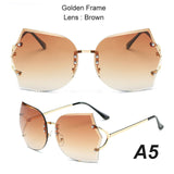 BestBuySale Women's Sunglasses Summer Fashion Oversize Rimless Gradient Metal Frame Sunglasses For Women 