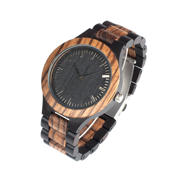 BestBuySale Watch Brand Fashion Designer Men's Zebra Wooden Quartz Watches in Gift Box 