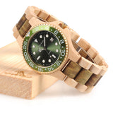 BestBuySale Watch Sparkling Dial Face Men's Luxury Dress Natural Wooden Quartz Watch with Date + Wood Giftbox case 