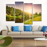 BestBuySale Paintings Frameless 4 Piece Sunset Landscape Wall Art Canvas Painting 