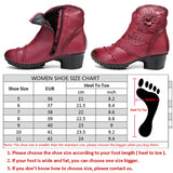 BestBuySale Boots Fashion Women's Leather Floral Square Heel Winter Boots - Red,Gray 