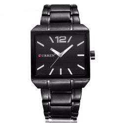 BestBuySale Watch Curren Men's New Fashion Analog Quartz Stainless Steel Waterproof Brand Square Watch - Black/Silver 