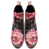 BestBuySale Boots Women's Floral Printed Design Fashion Velvet Square Heel Ankle Boots 
