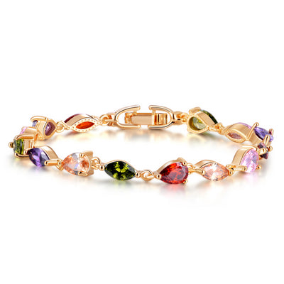 BestBuySale Bracelet Women's Rose Gold Bracelet With AAA Colorful Cubic Zirconia 