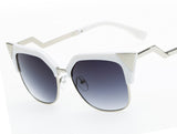 BestBuySale Women's Sunglasses Women's Metal Semi-Rimless Cat eye Summer Fashion Sunglasses -Gray,Tea,Rose gold,White gray,Silver,Blue 