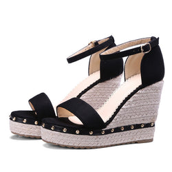 BestBuySale Women's Sandals Women's Fashion  Summer High Wedge Sandals Shoes - Black,Pink,Apricot 