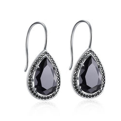 BestBuySale Earrings Women's Fashion Elegant Black/Clear Stud Earrings With Big Water Drop Cubic Zirconia 