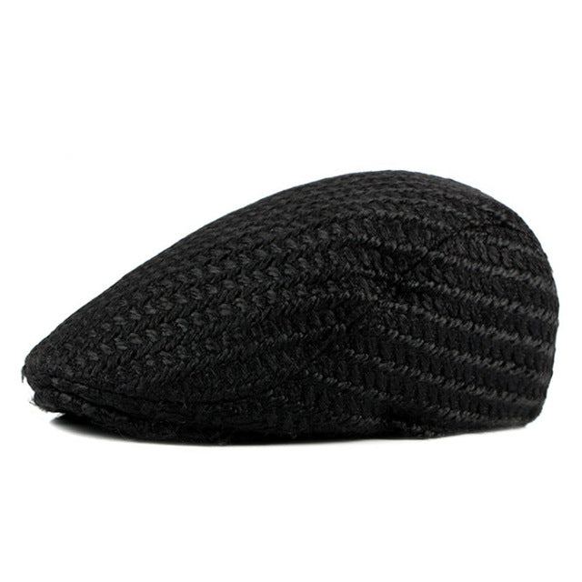 Men's Fashion Knitted Winter Beret Hat - Gray,Black