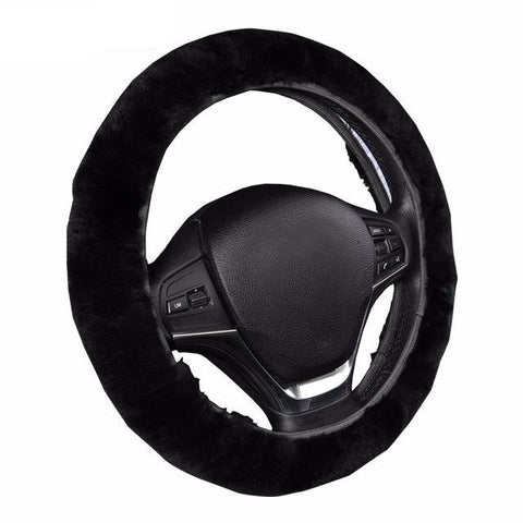 BestBuySale Steering Wheel Covers Wool Car Steering Wheel Cover Universal Fit - 14"-15" inch - Black,Gray 
