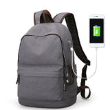 BestBuySale Backpack Anti-theft Canvas Backpack With USB Charging For Teens/Travel - Blue Black/Khaki/Gray 