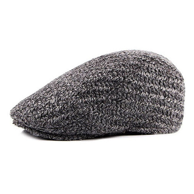 Men's Fashion Knitted Winter Beret Hat - Gray,Black