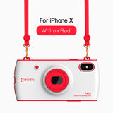 BestBuySale iPhone X iPhone X Case With Camera Lanyard- Red,Blue,White,Pink 