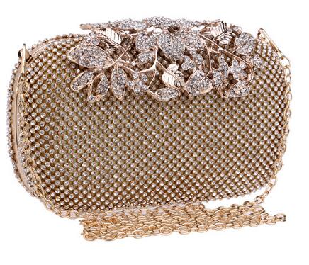 BestBuySale Clutch Bag Fashion Wedding Rhinestone Clutch Bag With Flower Crystal -Silver,Gold,Black 